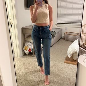 Vintage 25 26 Paperbag Waist Denim Stretchy